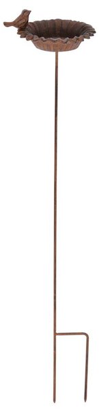 Zapichovací napajedlo pro ptáky Blossom, 76x13,5 cm, litina, hnědá