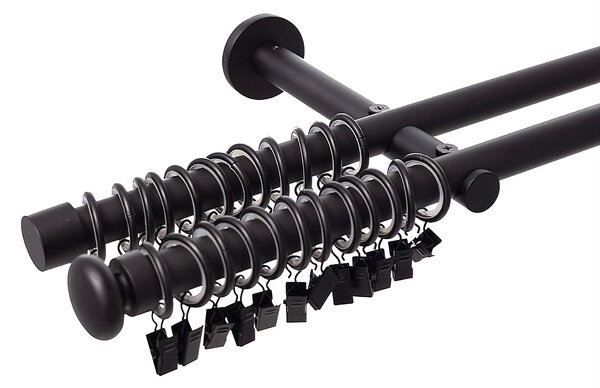 Dvojitá garnýž Modern black matt 160 cm