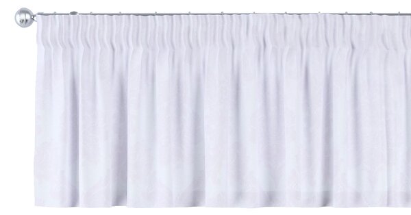 Krátký závěs na řasící pásce barva bílá látka lesklé, pletený vzor, vzorované