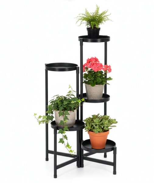 Kovový stojan na květiny 5 polic 78,5 cm SPRINGOS GA0218 černý