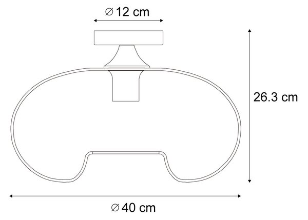 Art Deco stropní svítidlo černé s kouřovým sklem 40 cm - Busa