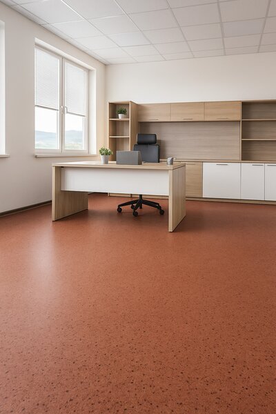 Lentex, PVC podlaha - lino Flexar PUR 603-09 červená, na míru, šíře 2m,4m, červená, bez podkladu, kancelář