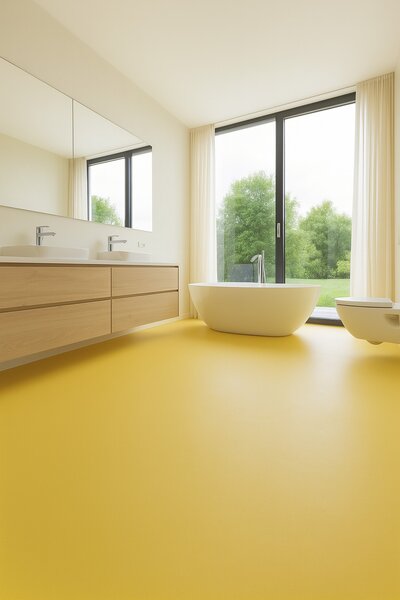 Lentex, PVC podlaha - lino Flexar PUR 603-07 žlutá, na míru, šíře 2m,4m, žlutá, bez podkladu, kancelář