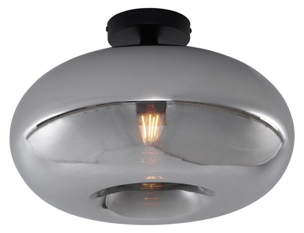 Art Deco stropní svítidlo černé s kouřovým sklem 40 cm - Busa