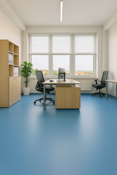Lentex, PVC podlaha - lino Flexar PUR 603-10 modrá, na míru, šíře 2m,4m, modrá, bez podkladu, kancelář