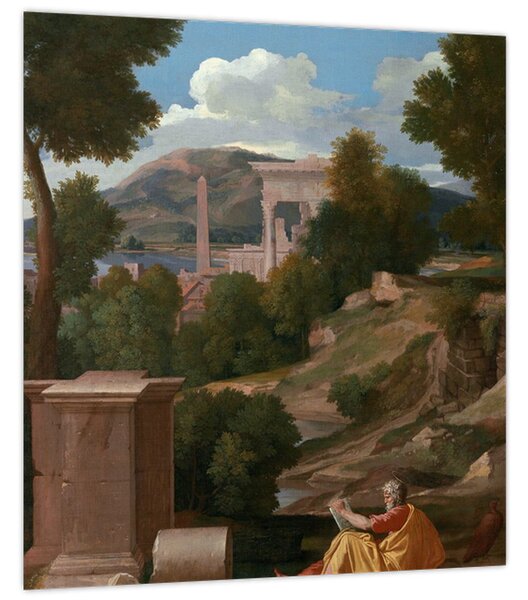 Obraz - Nicolas Poussin, Landscape with Saint John on Patmos, reprodukce (30x30 cm)