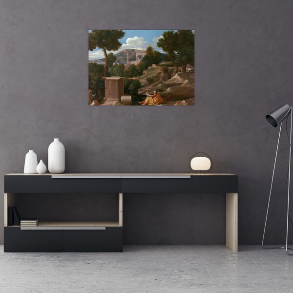 Obraz - Nicolas Poussin, Landscape with Saint John on Patmos, reprodukce (70x50 cm)