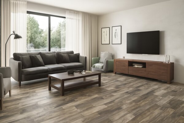 Beaulieu International Group, PVC podlaha - lino Domo 2154, na míru, šíře 2m,3m,4m, hnědá, bez podkladu, koupelna