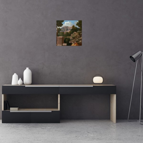 Obraz - Nicolas Poussin, Landscape with Saint John on Patmos, reprodukce (30x30 cm)