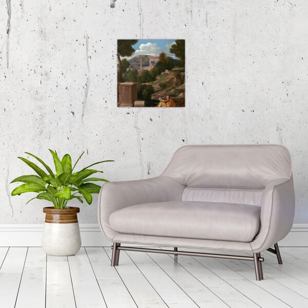 Obraz - Nicolas Poussin, Landscape with Saint John on Patmos, reprodukce (30x30 cm)