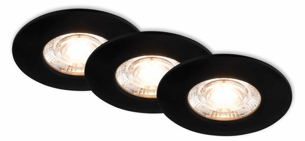 BRI 7606035 3ks sada LED vestavné svítidlo, 6,5 cm, 3x 3,6W, 350lm, černá - BRILONER