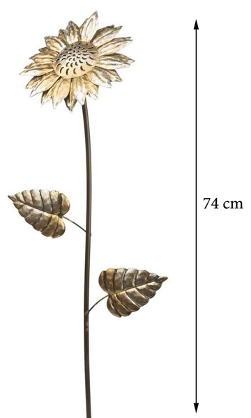 Zapichovací zahradní dekorace Flowers, sada 3ks, 74 cm, kov, zlatá