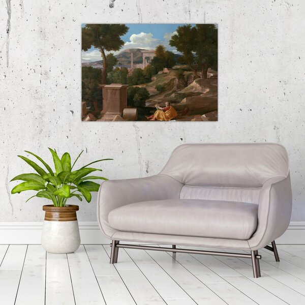 Obraz - Nicolas Poussin, Landscape with Saint John on Patmos, reprodukce (70x50 cm)