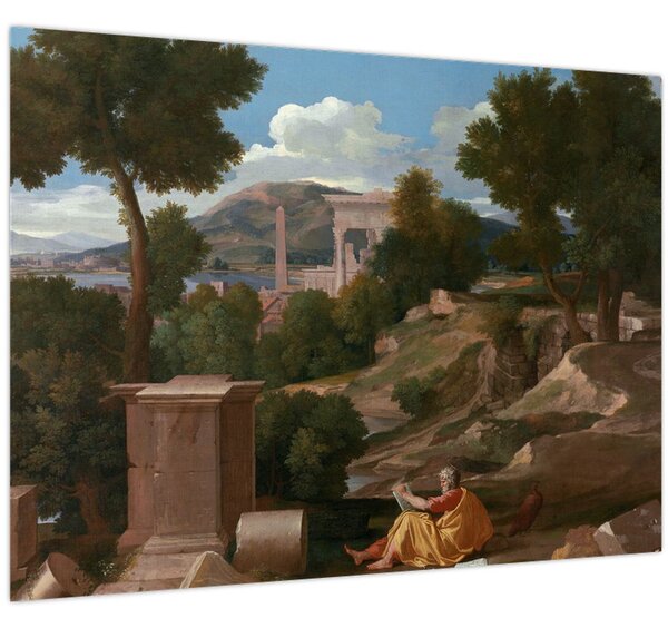 Obraz - Nicolas Poussin, Landscape with Saint John on Patmos, reprodukce (70x50 cm)