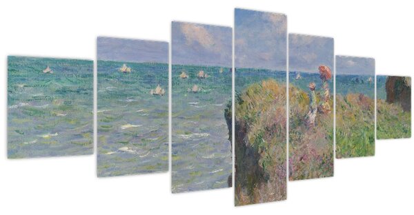 Obraz - Claude Monet, Cliff Walk at Pourville, reprodukce (210x100 cm)