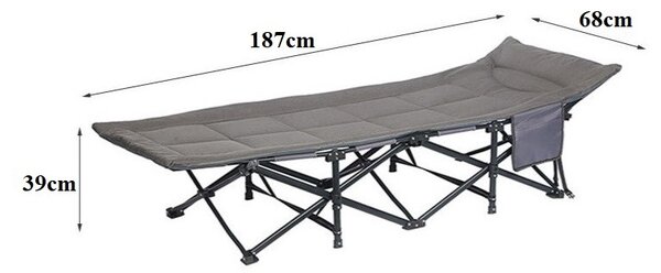 JAKS Skládací lehátko šedé 187 x 68 cm