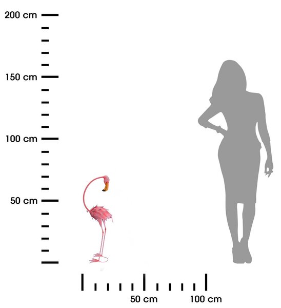 Zahradní kovová figurka Flamingo, 70 cm, růžová