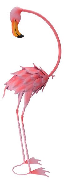 Zahradní kovová figurka Flamingo, 70 cm, růžová