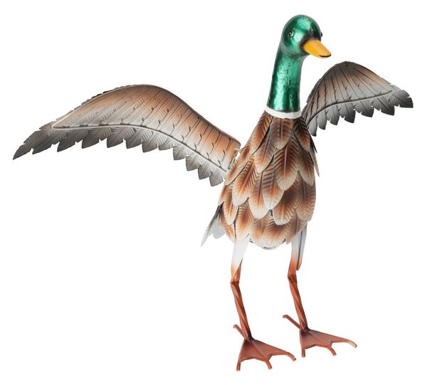 Zahradní kovová figurka Duck, 40x41 cm, hnědá