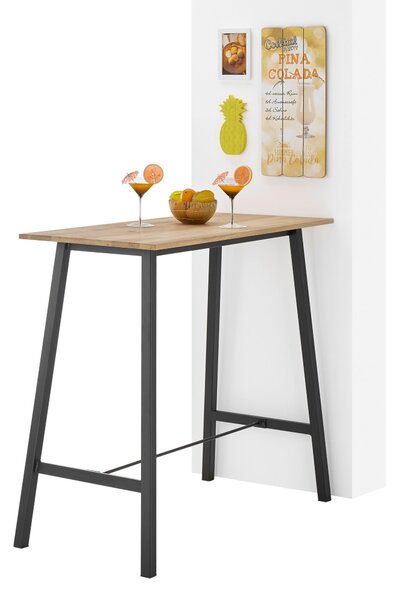 BAROVÝ STŮL, dub, černá, barvy dubu, 120/60/104 cm Boxxx - Barové stoly, Online Only