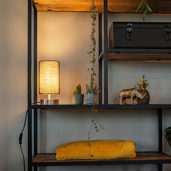 Moderní stolní lampa černá s ocelí - Milo 2