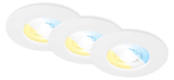 BRI 7605036 3ks sada CCT vestavné svítidlo, 9 cm, 4,9W, 580lm, bílé - BRILONER