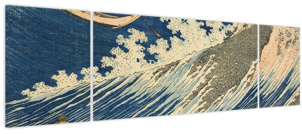 Obraz - Katsushika Hokusai, Fishing Boats at Choshi in Shimosa (Soshu Choshi), reprodukce (170x50 cm)
