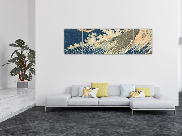 Obraz - Katsushika Hokusai, Fishing Boats at Choshi in Shimosa (Soshu Choshi), reprodukce (170x50 cm)