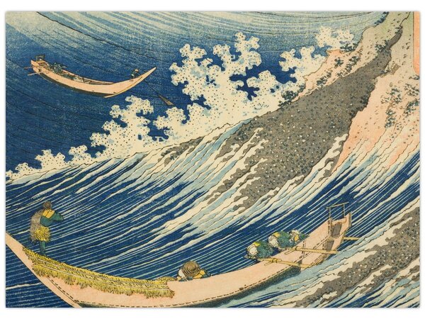 Obraz - Katsushika Hokusai, Fishing Boats at Choshi in Shimosa (Soshu Choshi), reprodukce (70x50 cm)