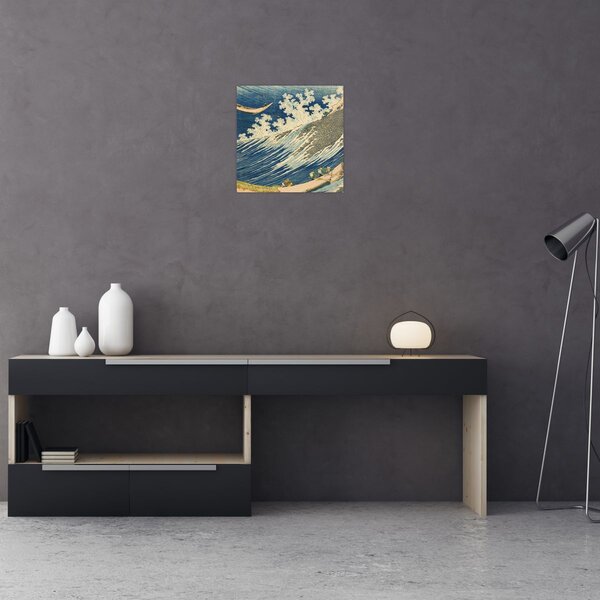 Obraz - Katsushika Hokusai, Fishing Boats at Choshi in Shimosa (Soshu Choshi), reprodukce (30x30 cm)