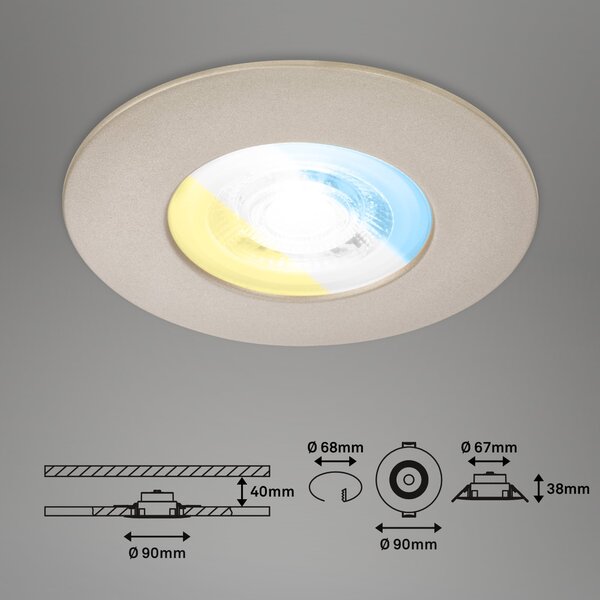 BRI 7605032 3ks sada CCT vestavné svítidlo, 9 cm, 4,9W, 580lm matný nikl - BRILONER