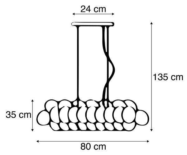 Designové závěsné svítidlo černé s kouřovým sklem 8-světlo - Uvas