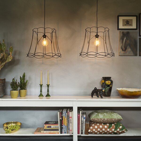 Retro závěsné lampy sada 2 kusů černá 50 cm - Granny Frame