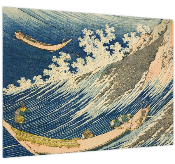 Obraz - Katsushika Hokusai, Fishing Boats at Choshi in Shimosa (Soshu Choshi), reprodukce (70x50 cm)