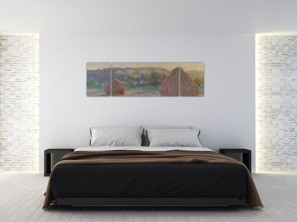 Obraz - Claude Monet, Stacks of Wheat (End of Summer), reprodukce (170x50 cm)
