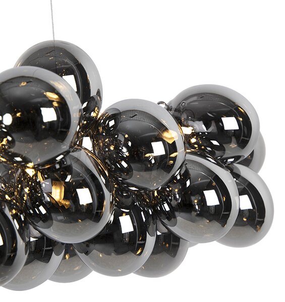 Designové závěsné svítidlo černé s kouřovým sklem 8-světlo - Uvas