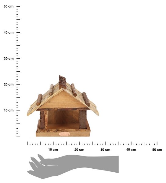 Krmítko pro ptáky Wood, 22,5x27,5x17,5 cm, dřevo, hnědá
