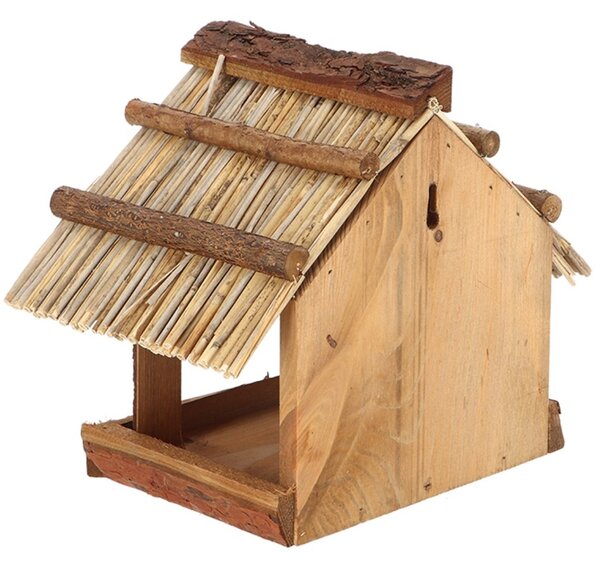 Krmítko pro ptáky Wood, 22,5x27,5x17,5 cm, dřevo, hnědá