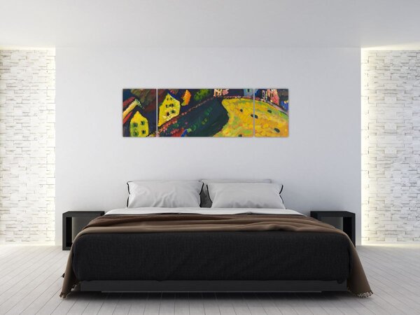 Obraz - Vasily Kandinsky, Houses at Murnau, reprodukce (170x50 cm)