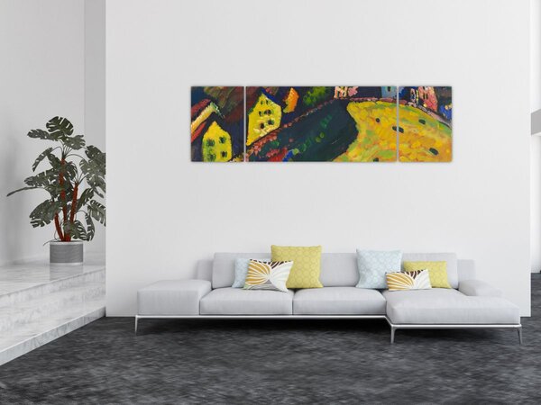 Obraz - Vasily Kandinsky, Houses at Murnau, reprodukce (170x50 cm)