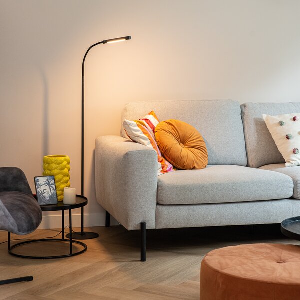 Designová stojací lampa černá vč. LED s dotykovým stmívačem - Palka