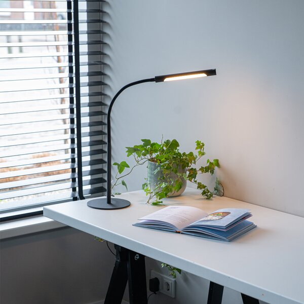 Designová stolní lampa černá vč. LED s dotykovým stmívačem - Palka