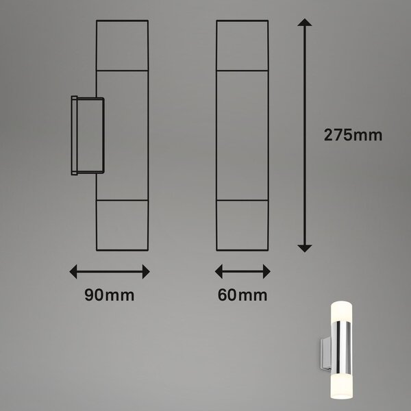 BRI 2090028 Svítidlo do koupelny, 27,5 cm, 2x GU10, 4,8W, 400lm, chrom - BRILONER