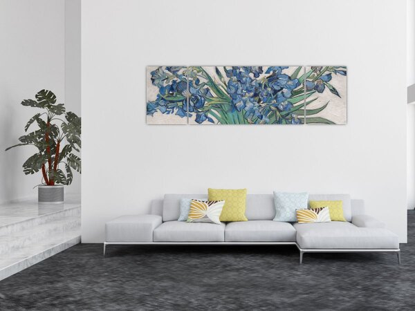 Obraz - Vincent van Gogh, Irises, reprodukce (170x50 cm)