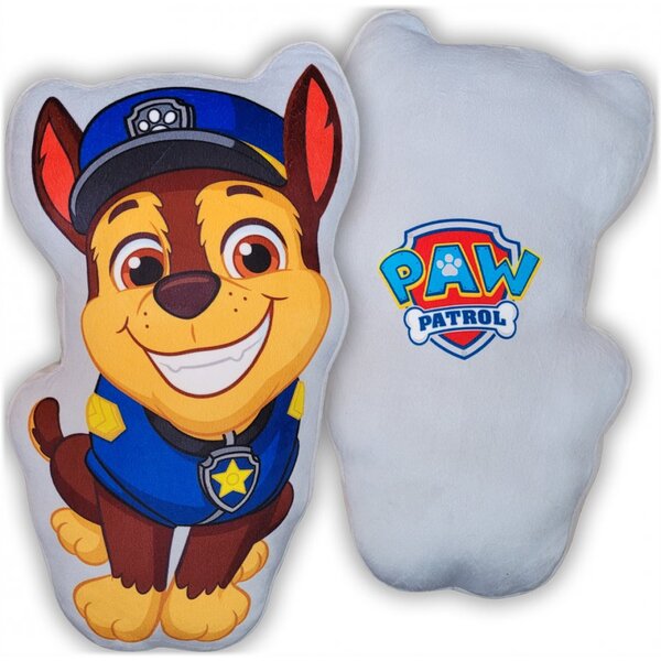 Tvarovaný 3D polštářek Tlapková patrola - Paw Patrol - policista Chase - 38 x 24 cm
