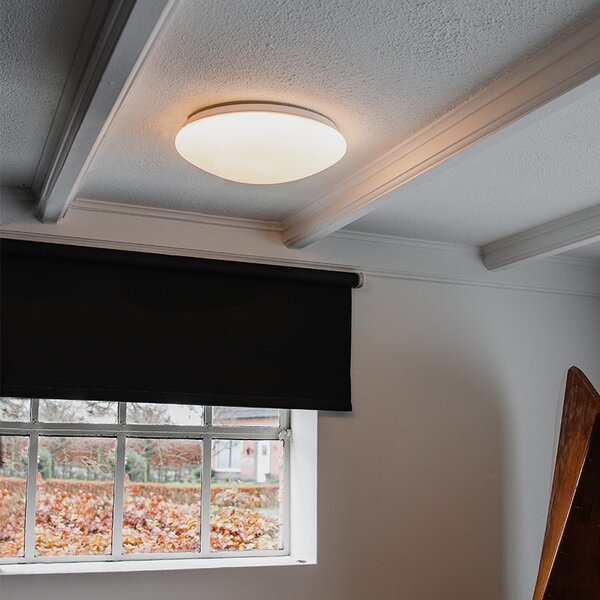 Stropní lampa bílá 33 cm vč. LED a stmívače s dálkovým ovládáním - Iene