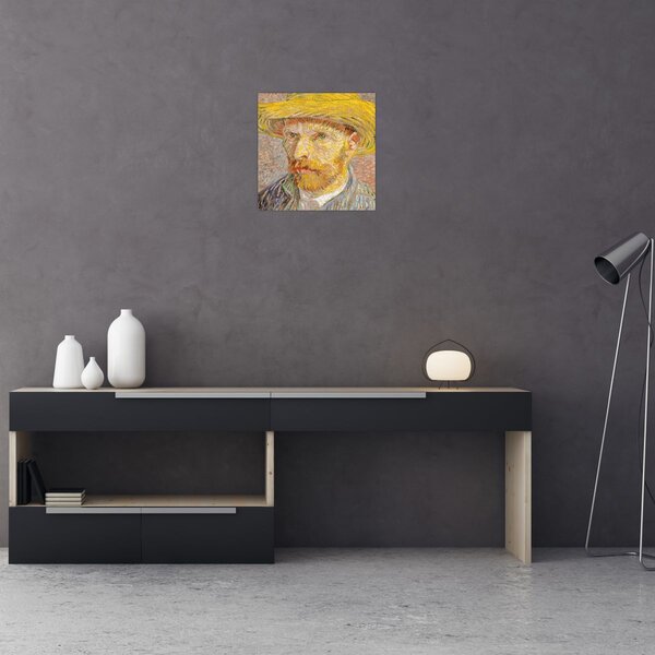 Obraz - Vincent van Gogh, Self-Portrait with a Straw Hat (The Potato Peeler), reprodukce (30x30 cm)