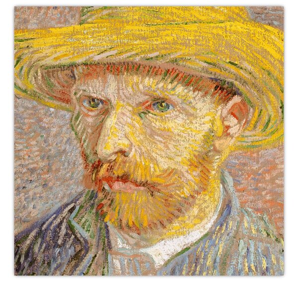 Obraz - Vincent van Gogh, Self-Portrait with a Straw Hat (The Potato Peeler), reprodukce (30x30 cm)