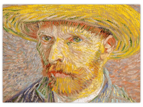 Obraz - Vincent van Gogh, Self-Portrait with a Straw Hat (The Potato Peeler), reprodukce (70x50 cm)