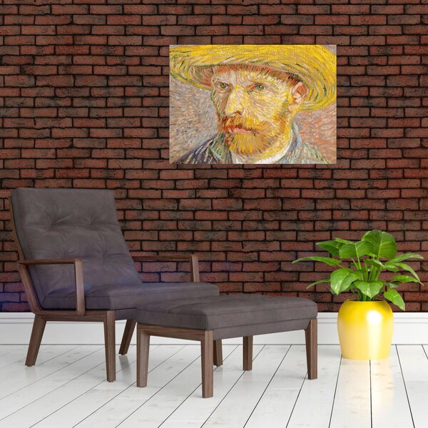 Obraz - Vincent van Gogh, Self-Portrait with a Straw Hat (The Potato Peeler), reprodukce (70x50 cm)